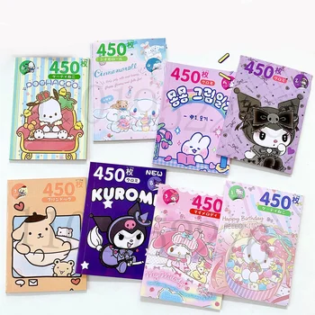 Sanrio Sticker Book Cute Hello Kitty Cinnamoroll Kuromi MyMelody Детский Ручной Счет Декоративная Наклейка Канцелярские Школьные принадлежности