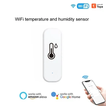 Tuya Wifi/ zigbee Умный датчик температуры и влажности, беспроводной гигрометр, термометр для помещений, Детектор Работает с Alexa Google Home