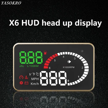 YASOKRO X6 Auto HUD Head Up Дисплей OBD Автомобильный Спидометр OBD2 Спидометр Превышение Скорости Сигнализация Напряжения Проектор Лобового стекла Разъем OBDii