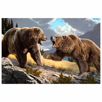 YI ЯРКАЯ алмазная картина два медведя соревнуются DIY 5D handmade art home decoration wall art подарки для друзей