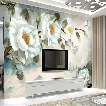 beibehang Пользовательские фотообои фрески ручная роспись маслом цветы пиона Европейский стиль обои papel de parede обои для стен