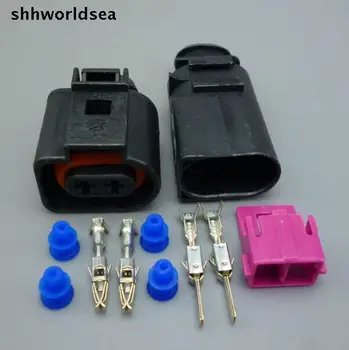 shhworldsea 100 комплектов 2-контактного автомобильного водонепроницаемого разъема 2P, комплекты штекеров электрических разъемов для противотуманных фар/звукового сигнала для автомобиля Audi VW ect.