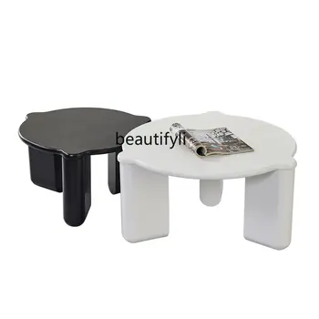 zq Nordic Creative Круглый черно-белый чайный столик из массива дерева, Комбинированный для больших и маленьких квартир, Бревенчатая гостиная