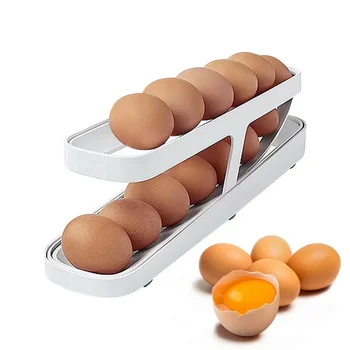 Автоматическая Прокручивающаяся подставка для яиц, ящик для хранения, корзина для яиц, контейнер, Органайзер, холодильник, дозатор яиц для кухни