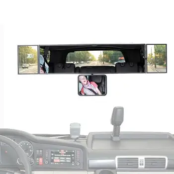 Автомобильные зеркала Зеркало заднего вида Широкоугольный панорамный монитор с большим обзором салона Автомобильные аксессуары Универсальный
