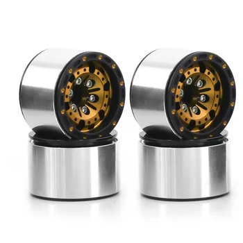 Алюминиевые колесные диски 1.0 Beadlock для 1/18 радиоуправляемого гусеничного автомобиля Axial SCX24 FMS FCX24 TRX4M Золото + черный