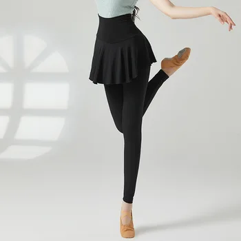 Балетные танцевальные брюки, черные брюки-кюлоты с высокой талией, женские брюки для латиноамериканских танцев, спортивные штаны для занятий йогой, бег трусцой, облегающие танцевальные брюки для учителей