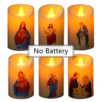Без батареи, Свечи Иисуса Христа, Светодиодная лампа Tealight, Романтический столб, Креативная беспламенная Электронная свеча на батарейках