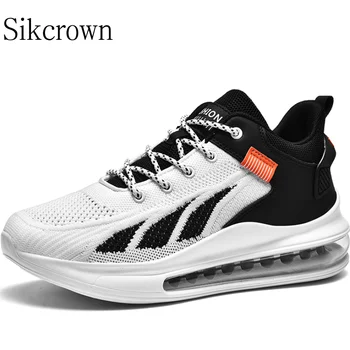 Белая спортивная обувь на воздушной подушке, Уличные мужские кроссовки для бега, Амортизирующие Пробежки, Дышащие Сетчатые Тренировочные Кроссовки, Мужская обувь для тренировок