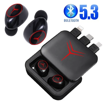 Беспроводные наушники Bluetooth M88 с интеллектуальным цифровым дисплеем, спортивные игровые наушники Bluetooth 5.3 с USB-шнуром для передачи данных Type C