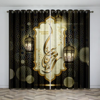 Бохо Рамадан Исламский мусульманин Карим Тонкая оконная занавеска для гостиной Декор спальни 2 шт. Бесплатная Доставка