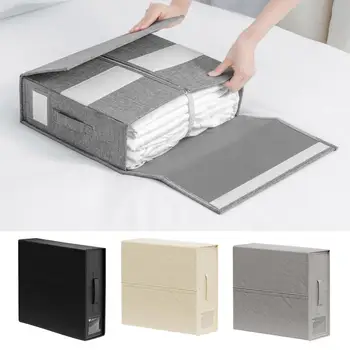 Вместительный ящик для хранения простыней, коробка для хранения простыней с переносной ручкой, прочный пылезащитный органайзер для одеял
