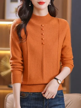 Водолазка, Однотонный свитер, Женский Весенне-Осенний Корейский Модный пуловер, женская одежда, свитера с длинными рукавами