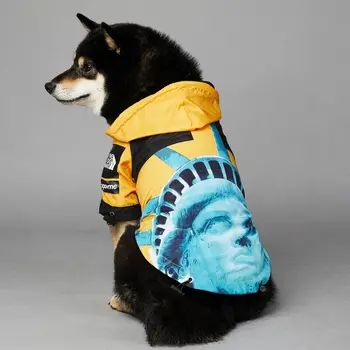 Водонепроницаемая Ветрозащитная одежда для собак, полиэстер, Регулируемое пальто для собак, теплое с завязками, большой дождевик для собак на открытом воздухе