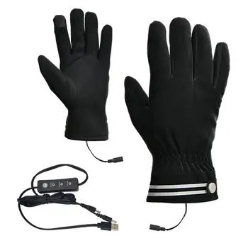 Водонепроницаемые теплые перчатки с USB-обогревом, Светоотражающие водонепроницаемые перчатки, черные перчатки с 3 регулируемыми передачами для мотоциклов, катания на лыжах
