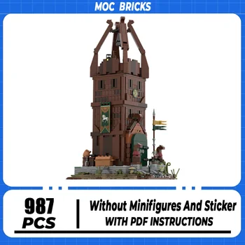 Волшебные кольца Строительные блоки Movie Moc Модель Сторожевой башни Рохан Технологические Кирпичи Сделай сам Средневековый замок Игрушки