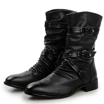 Высококачественные мужские кожаные ботинки, мужские базовые ботинки с локомотивом, черная обувь в стиле панк-рок, мужские размеры 38-48