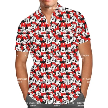 Гавайская рубашка Many Faces of Minnie Mouse в стиле Диснея Мужская Рубашка на пуговицах с коротким рукавом Minnie Hawaiian Shirt