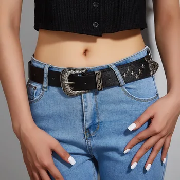 Гвоздь Star Willow Модный широкий пояс в стиле панк Персонализированный универсальный ремень для женских джинсов