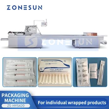 Горизонтальная упаковочная машина ZONESUN Для индивидуальных упаковок Автоматическая Стрейч-упаковка ZS-HYS420