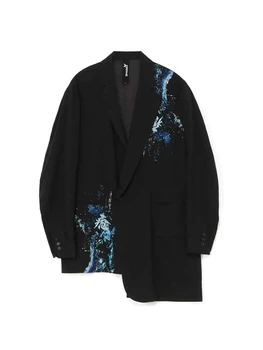 Двусторонняя асимметрия дизайн унисекс блейзеры yohji yamamoto мужские однотонные блейзеры оверсайз куртка для мужчин одежда для женщин