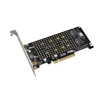 Двухдисковая карта PCI-E X8 X16 NVME M.2 MKEY SSD Адаптер расширения RAID-массива Материнская плата PCI-E 3.0 4.0