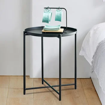 Двухслойный скандинавский маленький журнальный столик Диван в гостиной Маленький круглый столик Простой современный Мини-прикроватный столик в спальне