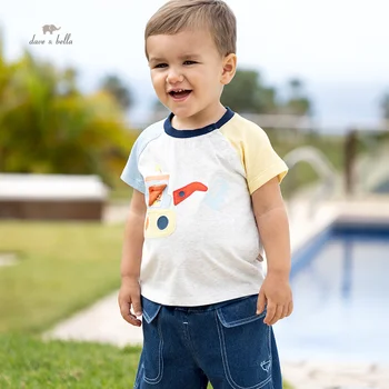 Детская футболка Dave Bella, детская одежда для мальчиков, летний детский топ с коротким рукавом, повседневный спортивный костюм из чистого хлопка DB2234896