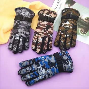 Детские перчатки Зимние флисовые Теплые камуфляжные перчатки Детская мода Для мальчиков и девочек Толстые лыжные уличные варежки 7-13 лет