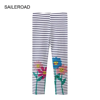 Детские теплые леггинсы с мультяшными цветами SAILEROAD для маленьких девочек, брюки для школьников, колготки, детская одежда, брюки