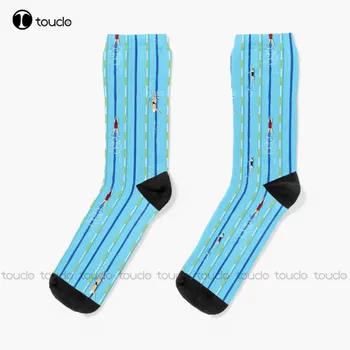 Дизайн плавательного бассейна с видом сверху, Крутые футбольные носки для папы, мужские черные носки, дизайн счастливых милых носков, Креативные забавные Носки в стиле Арт