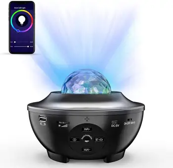 Дистанционный ночник Проектор Океанская волна Голосовое управление приложением Bluetooth Динамик Galaxy 10 Красочный свет Звездная сцена