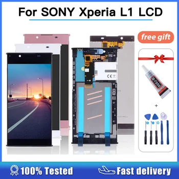 Для Sony Xperia L1 Замена экрана G3312 G3311 G3313 ЖК-дисплей с сенсорным Экраном Для ремонта Сломанного Экрана Бесплатные инструменты для ремонта Черный