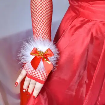 Дышащие ажурные перчатки, стильные рождественские сетчатые перчатки для женщин, высокоэластичные ажурные перчатки без пальцев для сцены косплея