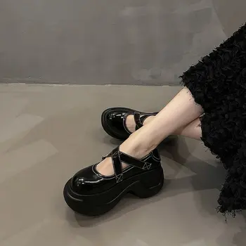 Женская Модная Вулканизированная Обувь Jk Uniform Shoes Круглая Голова Маленькой Мэри Простой Слой На Толстой Подошве Японская Модная Обувь 2023