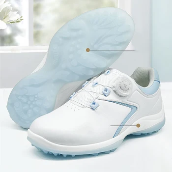 Женская обувь для гольфа PGM, водонепроницаемые легкие кроссовки со шнурками и пряжкой, Дышащие нескользящие кроссовки, белая кожа из микрофибры