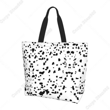 Женская сумка через плечо с рисунком пятнистой собаки, большая вместительная сумка для покупок, сумка-тоут, сумка для супермаркета одного размера, экологичный принт