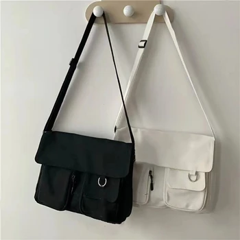 Женская холщовая сумка-мессенджер, молодежная женская модная сумка, студенческие сумки через плечо большой емкости, женские сумки через плечо