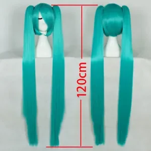 Женские длинные зелено-синие прямые волосы для девочек, женский парик + 120 см хвостики