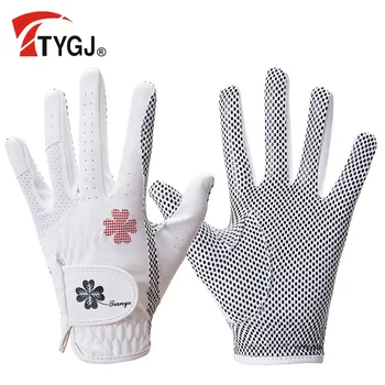 Женские перчатки для гольфа TTYGJ из искусственной кожи для левой и правой руки, 1 пара противоскользящих перчаток с дышащими силиконовыми частицами