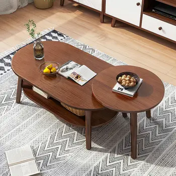 Журнальный столик Современный минималистичный чайный столик В маленькой квартире, круглый стол в гостиной, Домашний двухслойный журнальный столик в скандинавском стиле
