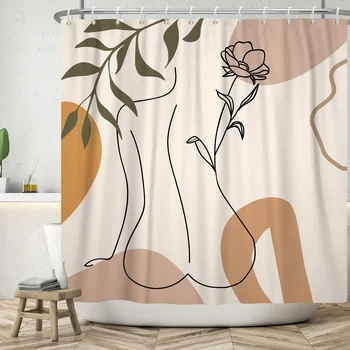 Занавеска для душа в скандинавском абстрактном стиле в стиле бохо, водонепроницаемые занавески для ванны из полиэстера, занавески из тропических листьев и пальм для декора ванной комнаты