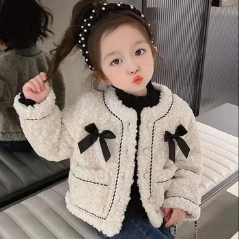 Зимняя куртка для маленьких девочек и мальчиков из плотной шерстяной ткани, теплое пальто в виде овцы для малышей, верхняя одежда для малышей, хлопковая мода 2-8 лет