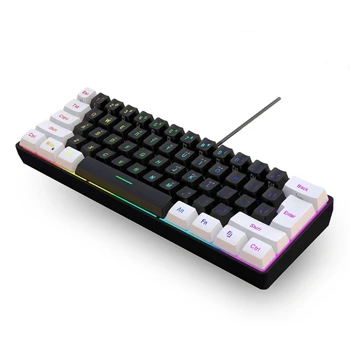 Игровая клавиатура V700WB 61 клавиша с многоцветной RGB-подсветкой и светодиодной подсветкой челнока