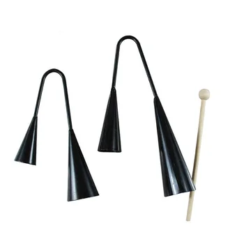 Игрушка-колокольчик для детей раннего возраста Agogo Традиционный Маленький музыкальный двухцветный детский инструмент-колотушка с деревянной палочкой (черный)