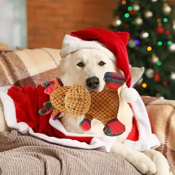 Игрушки для домашних животных, Забавная плюшевая скрипучая собака в форме лося, Привлекательное чучело на Рождество, Милый щенок, игрушки для собак для интимности