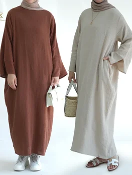 Ид Мусульманское Платье Абая для Женщин с Разрезным Рукавом Скромные Молитвенные Платья Джалабия Марокко Абаи Кафтан Ислам Vestidos Арабский Длинный Халат