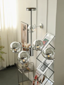 Изделие может быть изготовлено по индивидуальному заказу. люстра со стеклянным шаром в скандинавском стиле, современный минималистичный дизайнерский светильник Bauhaus, хромированные лампы