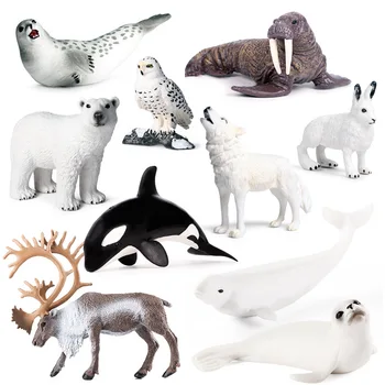 Имитационная модель мира морских животных Белый медведь Северный олень Белуха Куриленский Морж Детские Когнитивные Пластиковые игрушки фигурка