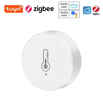 Интеллектуальный датчик температуры и влажности Tuya ZigBee 3.0 Приложение Tuya Smart Life с дистанционным управлением Работает с Alexa Google Home Assistant